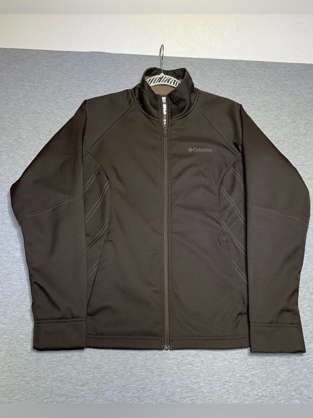 Columbia Brown Softshell Full-Zip Jacket with Tan Lining size L